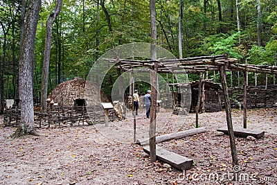 Monacan Indian Settlement Exhibit - Natural Bridge State Park, Virginia, USA Editorial Stock Photo